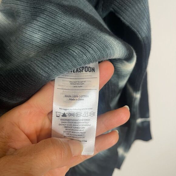 One Teaspoon Black/Blue Tie Dyed Ribbed Long Sleeve Sweatshirt NWOT MEDIUM - Picture 8 of 8